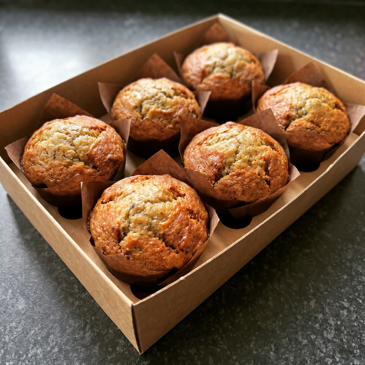 Banana muffins made with properly overripe bananas and generously spiced
